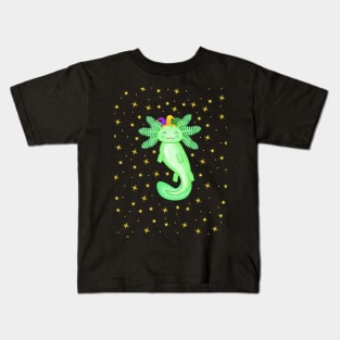 Axolotl celebrating Mardi Gras Kids T-Shirt